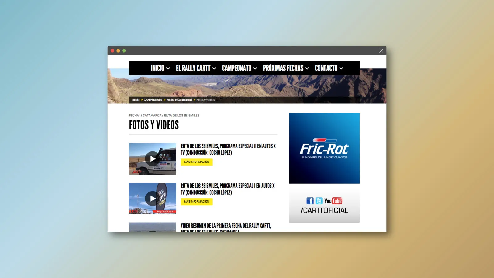 Diseño de Sitio para Competencia de Rally