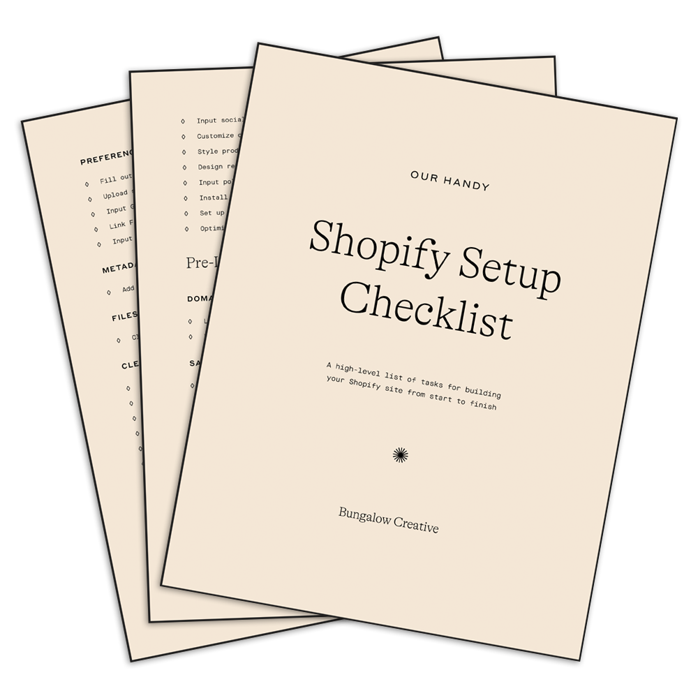 Shopify Setup Checklist PDF Pages