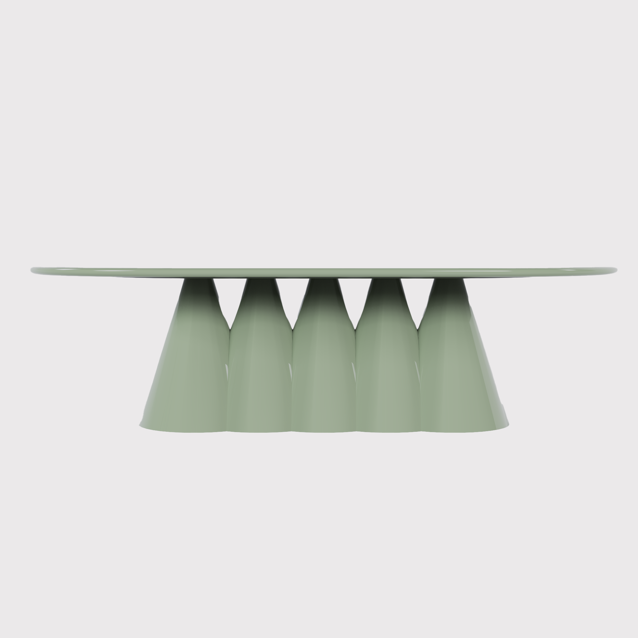Introducing the Nimbus Dining Table, a sculptural centerpiece that brings a serene, cloud-like presence to any dining room. This unique piece features a seamless conical base with a captivating fluted design, creating a sense of weightless elegance. The expansive, round tabletop seems to float above the base, offering a generous surface for entertaining. Its unique design and durable craftsmanship make it an ideal fit for both residential and commercial spaces.
