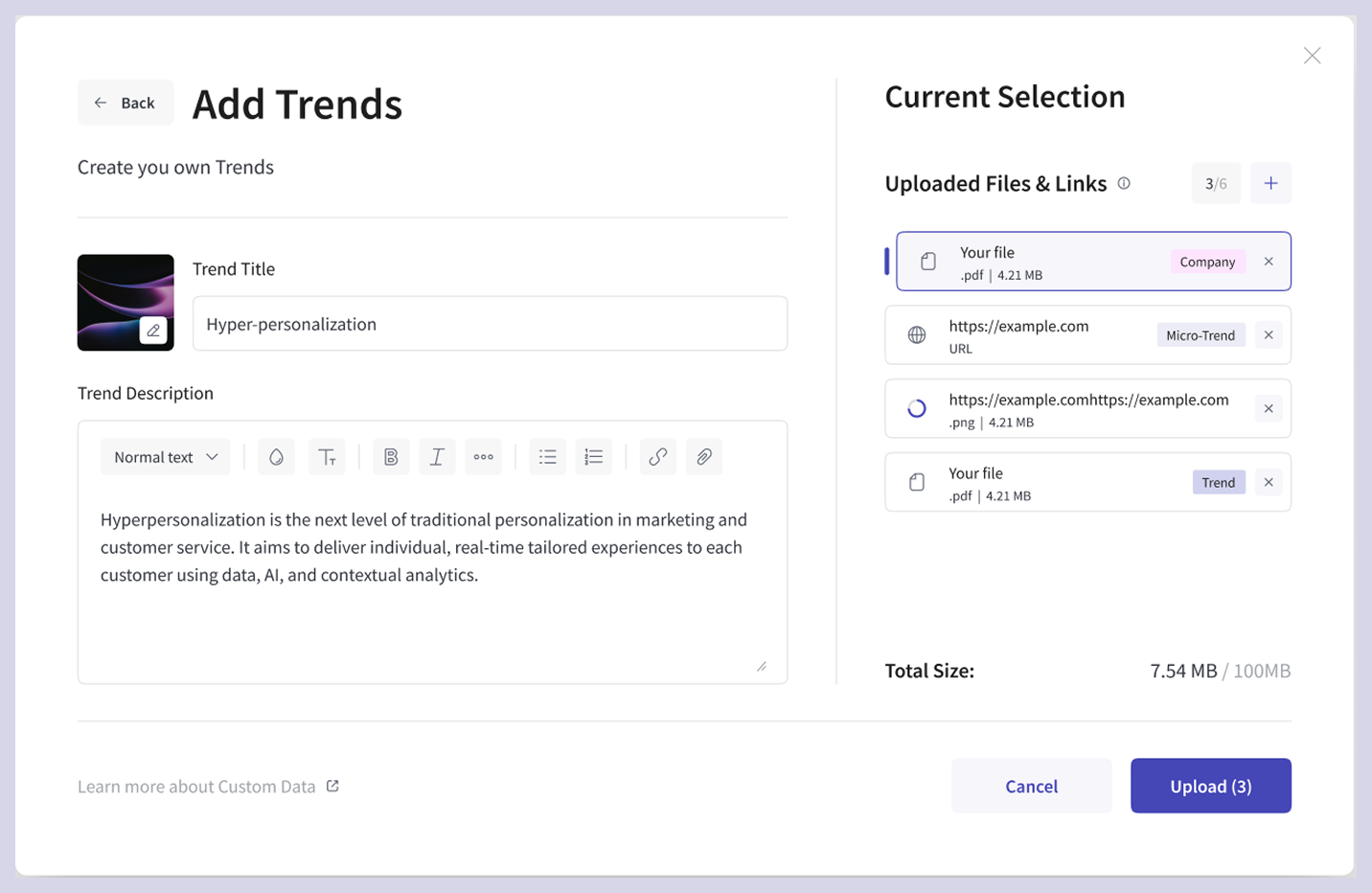 add own trends, trendmanagement
