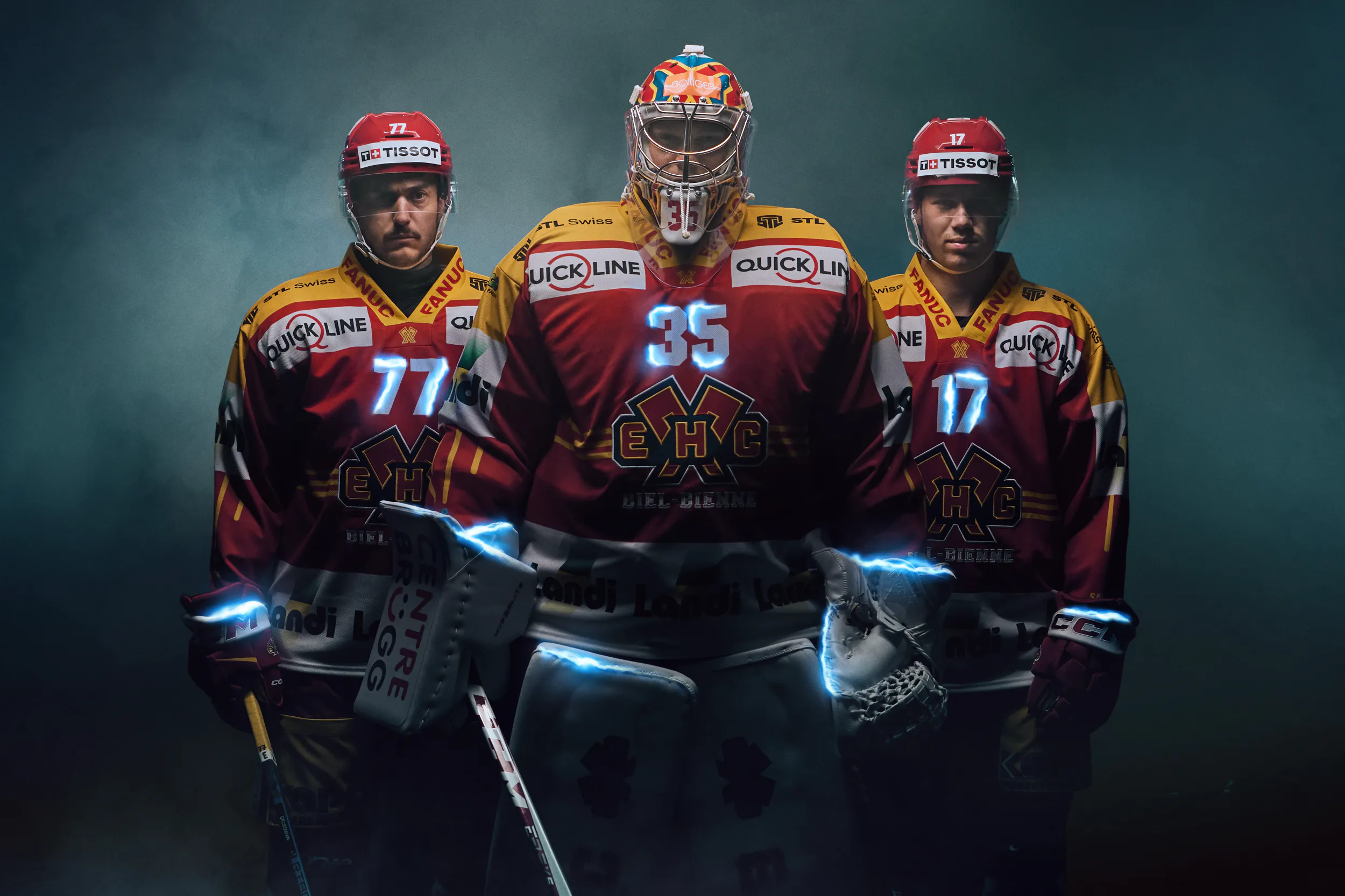 Dramatic portrait of ice hockey players