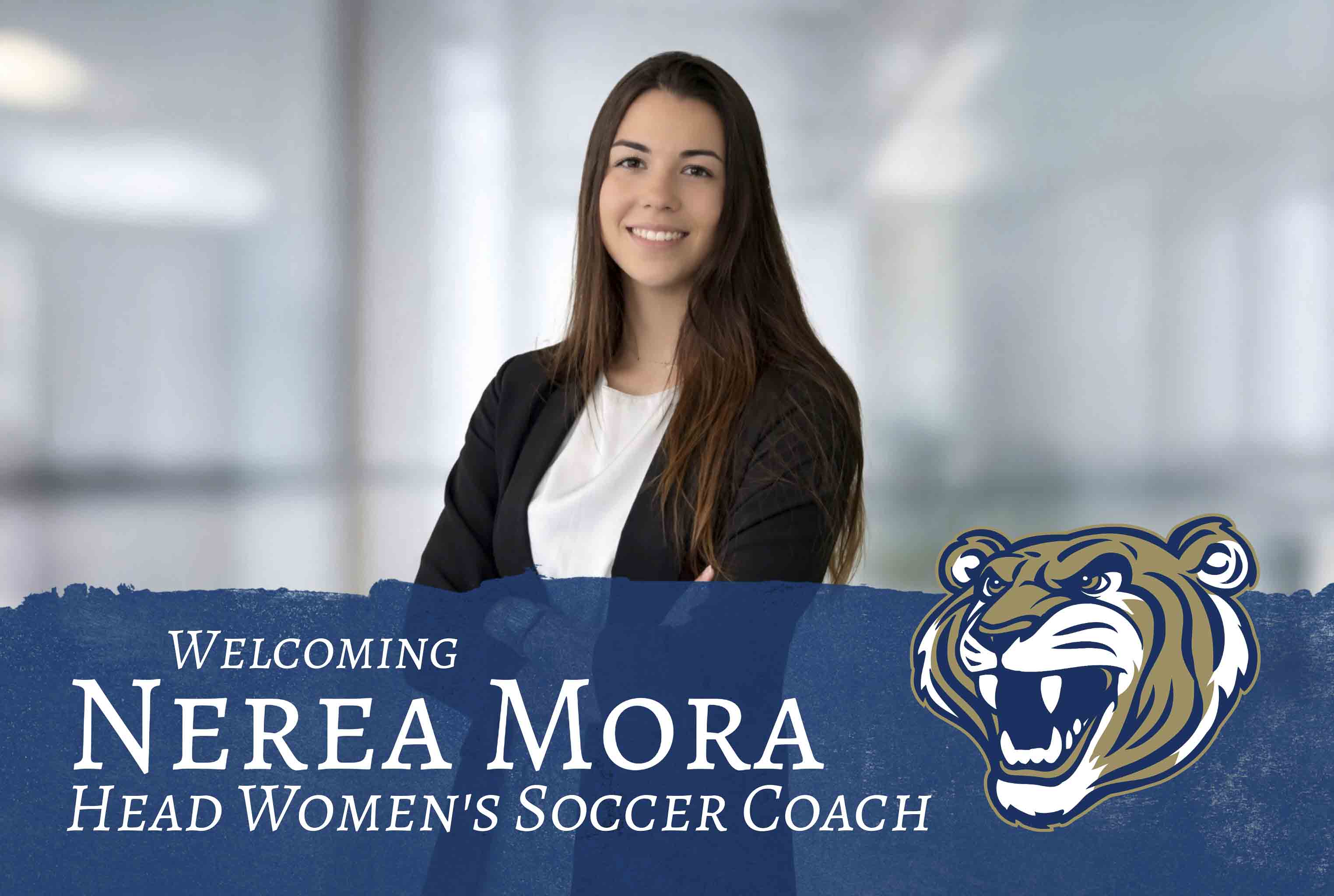 Nerea Mora at corporate facility smiling towards the camera.