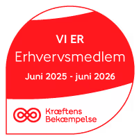 Logo fra Kræftens Bekæmpelse, som dokumentere at Godtand er medlem i perioden juni 2025-juni 2026