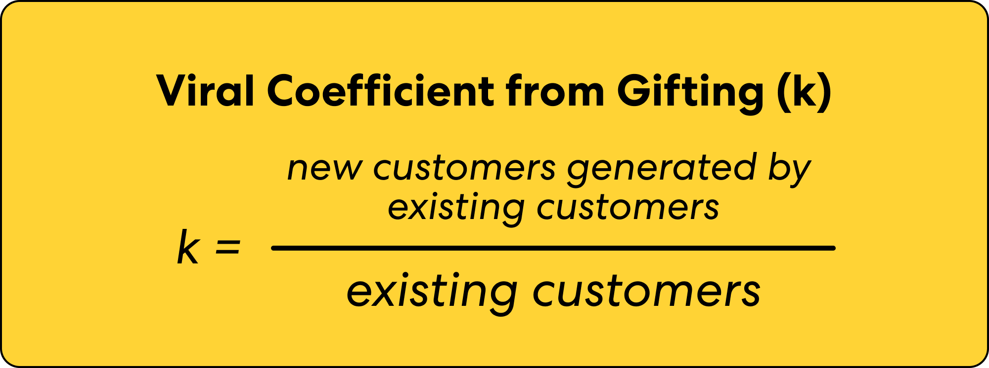 The viral coefficient from gifting formular described earlier. New customers generated by existing customers divided by existing customers.