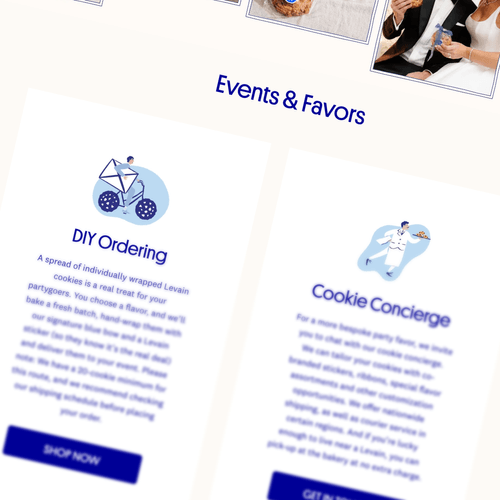 Levain Bakery event gifting landing page