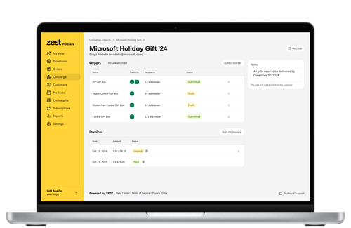 A screenshot of the Zest dashboard with the details of a Concierge Project