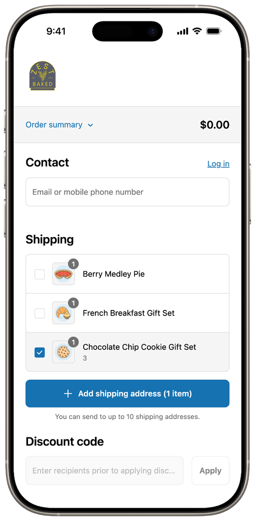 Multiship checkout embedded in Shopify checkout