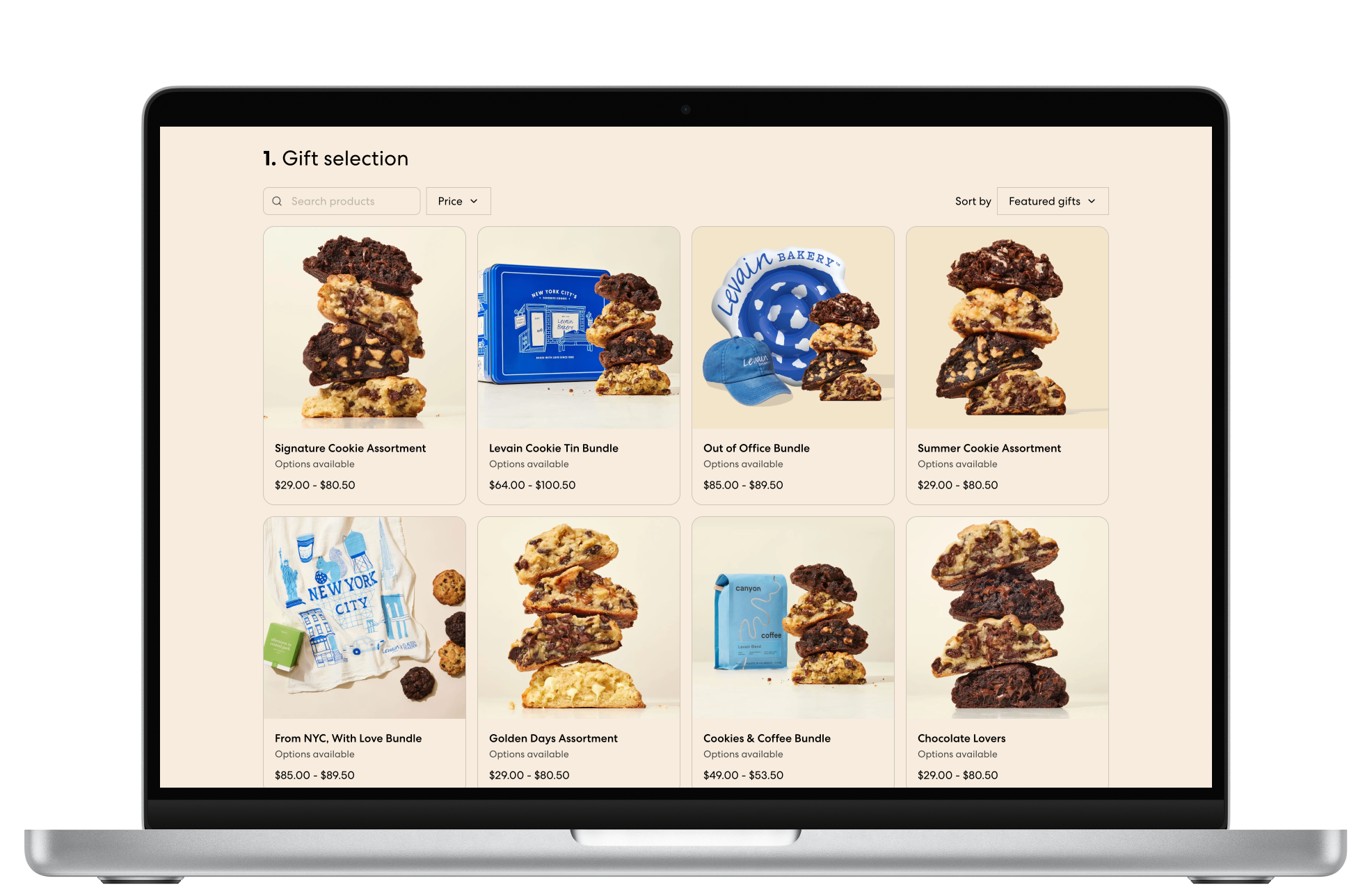 Levain Bakery storefront with product listings