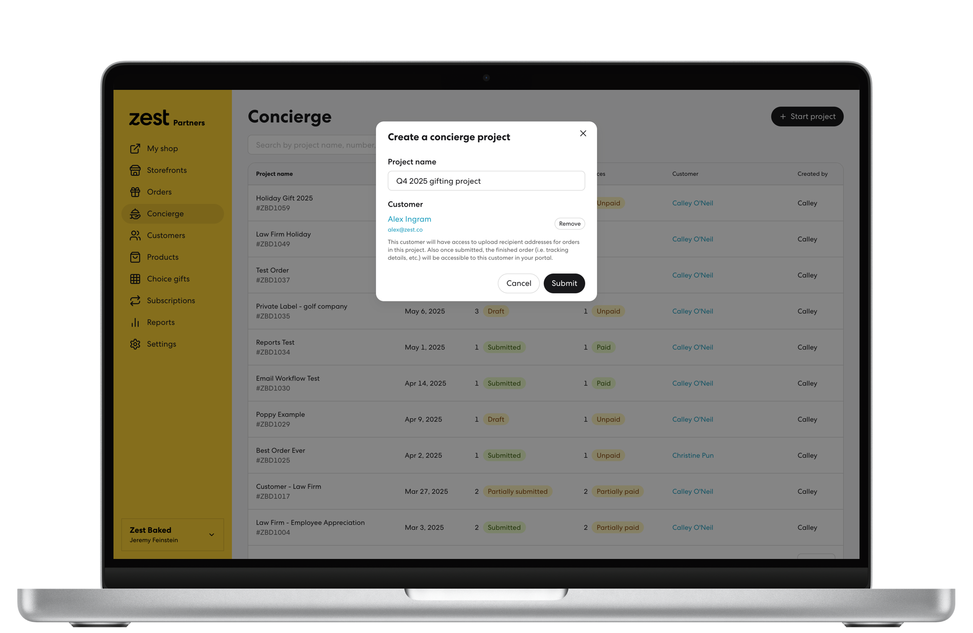 Concierge project creation