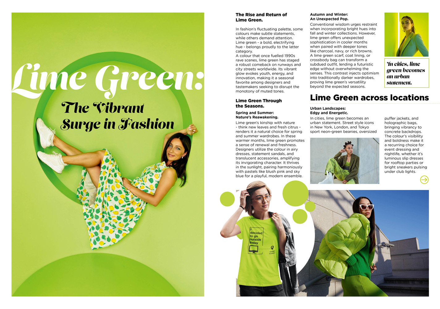 Lime green fashion magazine design p1