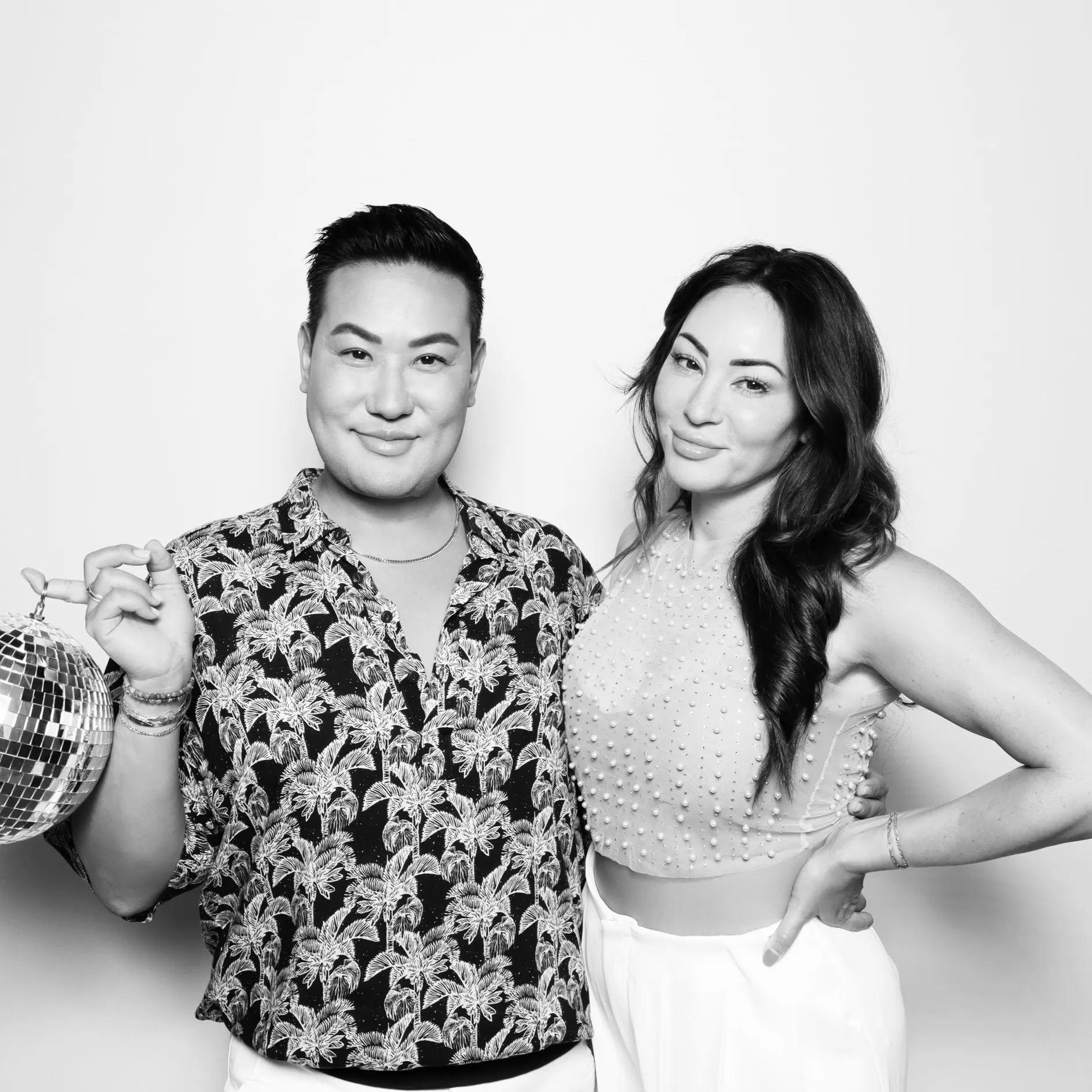 Glam photo booth rental. People posing during Palace Aesthetics Grand Opening in Portland.