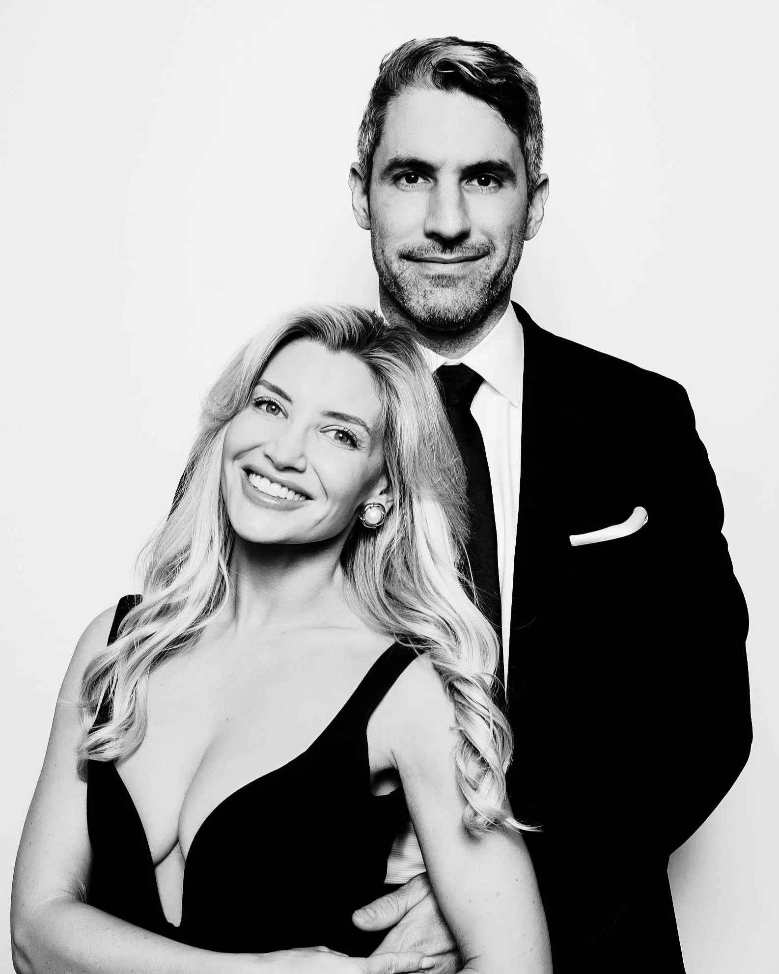 Black and white Glam Booth photo booth rental portrait in Portland Oregon