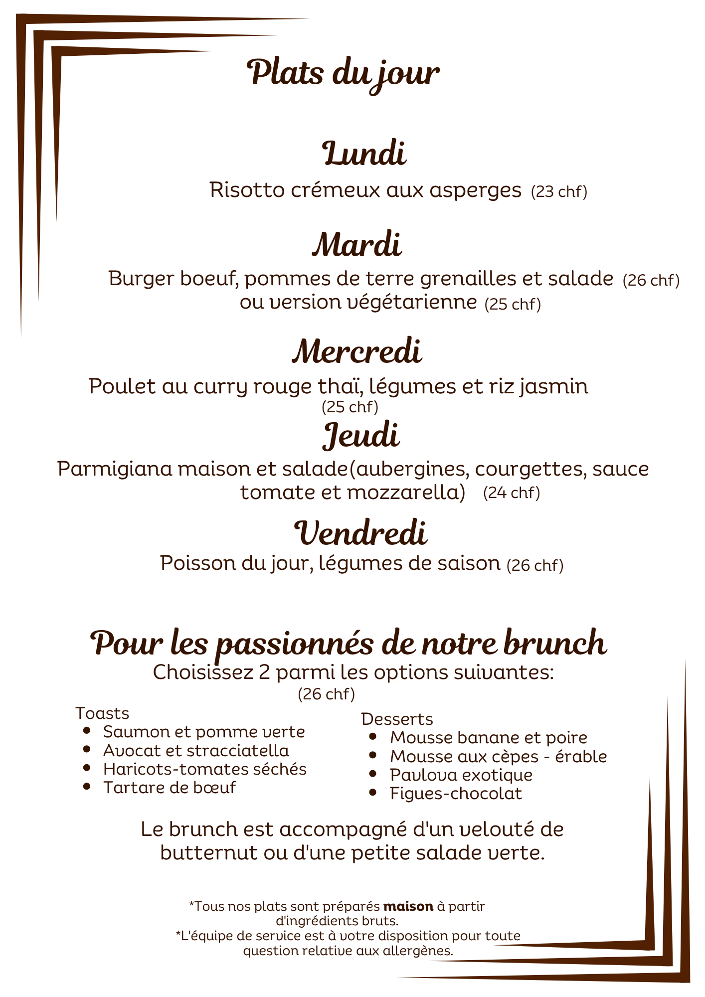 plats du jour
