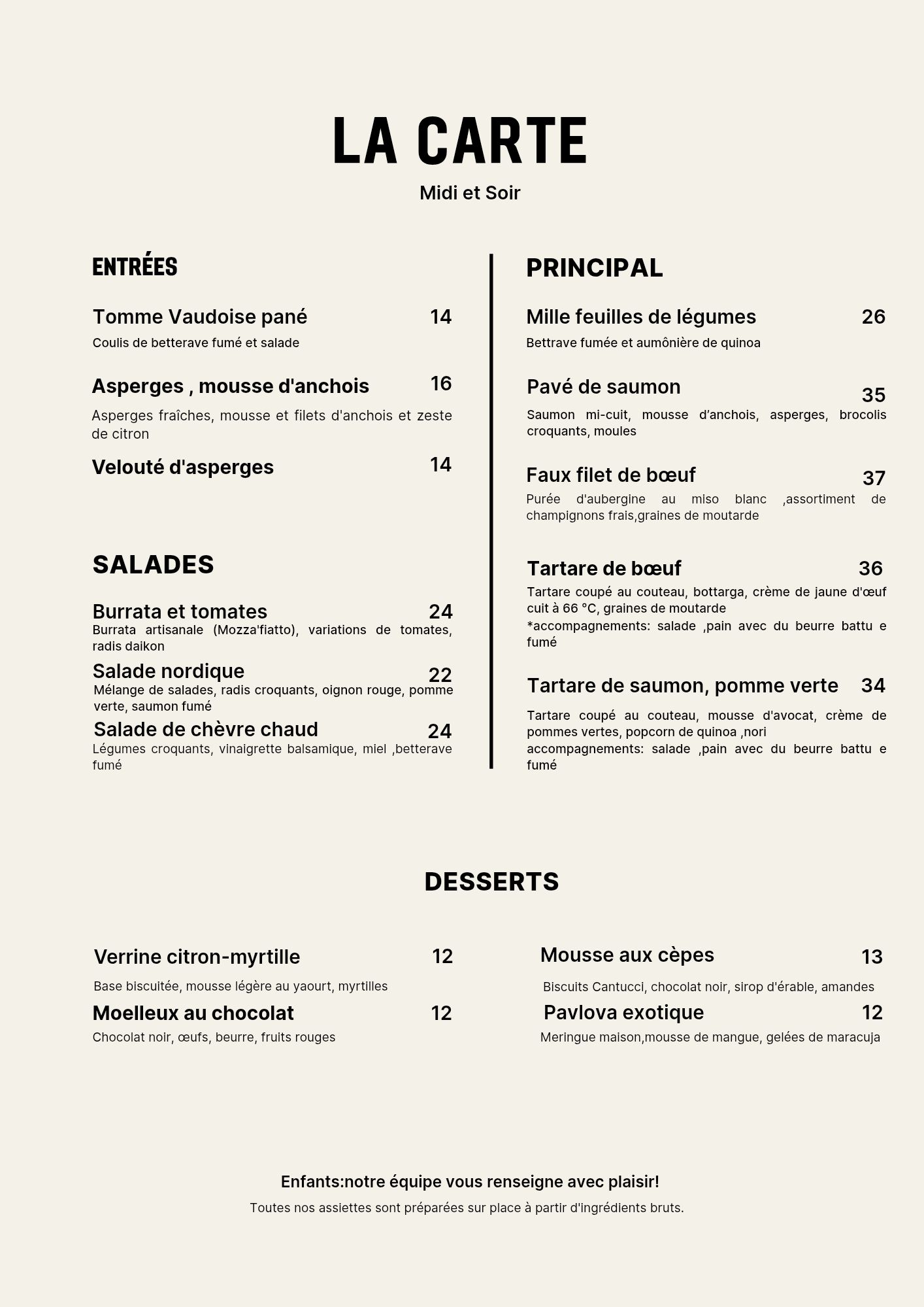 la carte