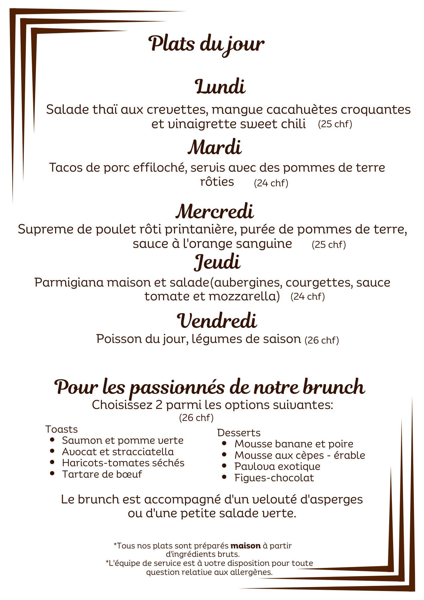 plats du jour