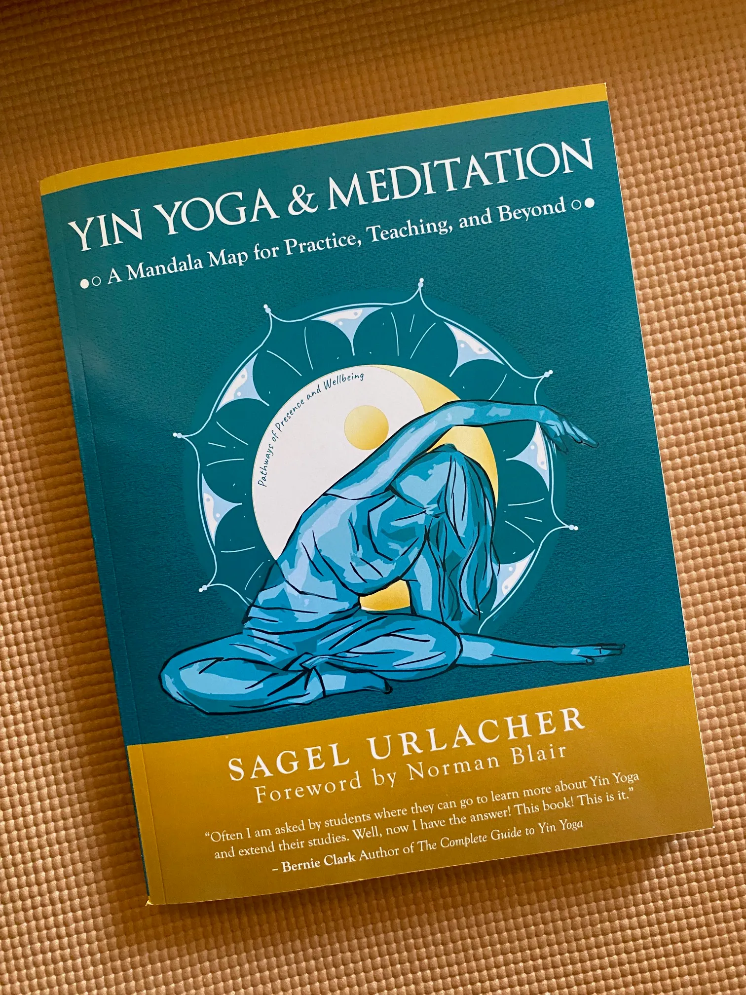 the front cover of the book Yin Yoga & Meditation on a light brown yoga mat
