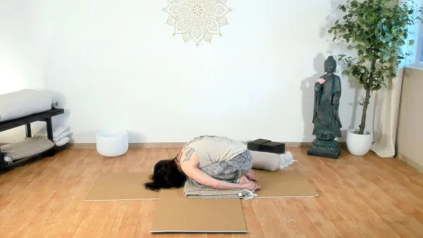 Yin pose closed knee beetle