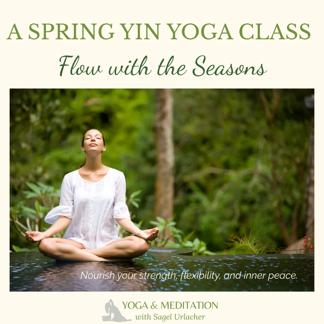 a woman sitting peacefully in meditation in a lush green forest