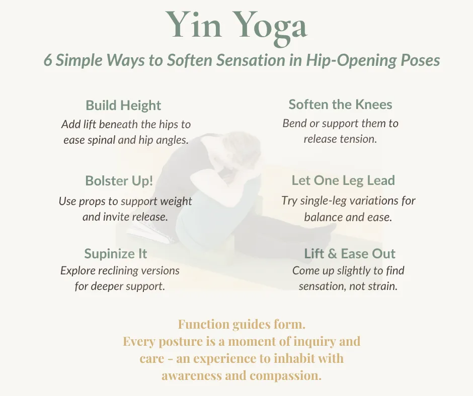 image of female yogi on a yoga mat with six simple hip opening tips for yin yoga