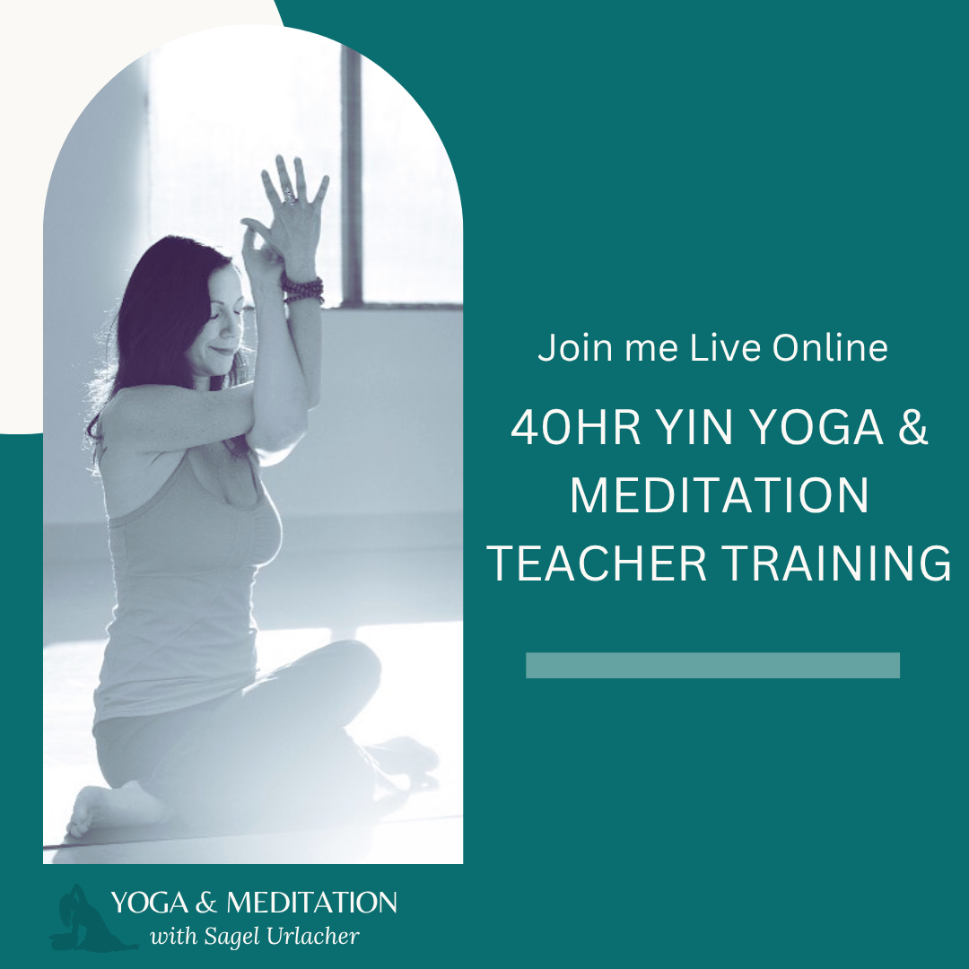 a female yin yoga practitioner in a yin yoga pose on a mat in a yoga studio