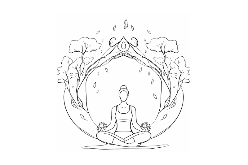 seated meditation figure with a lotus in each palm