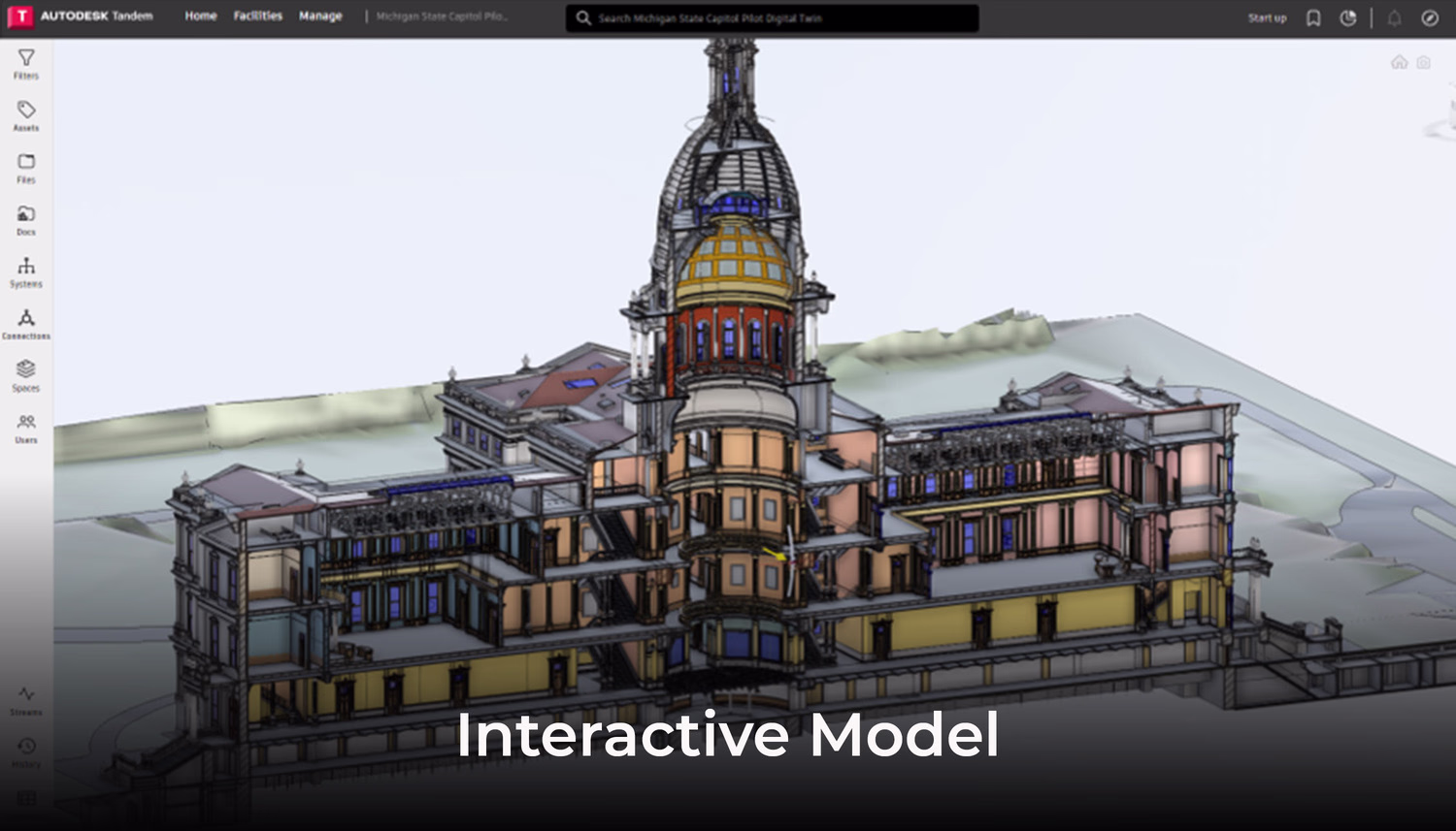 Interactive Model. Digital twin of Michigan State Capitol.