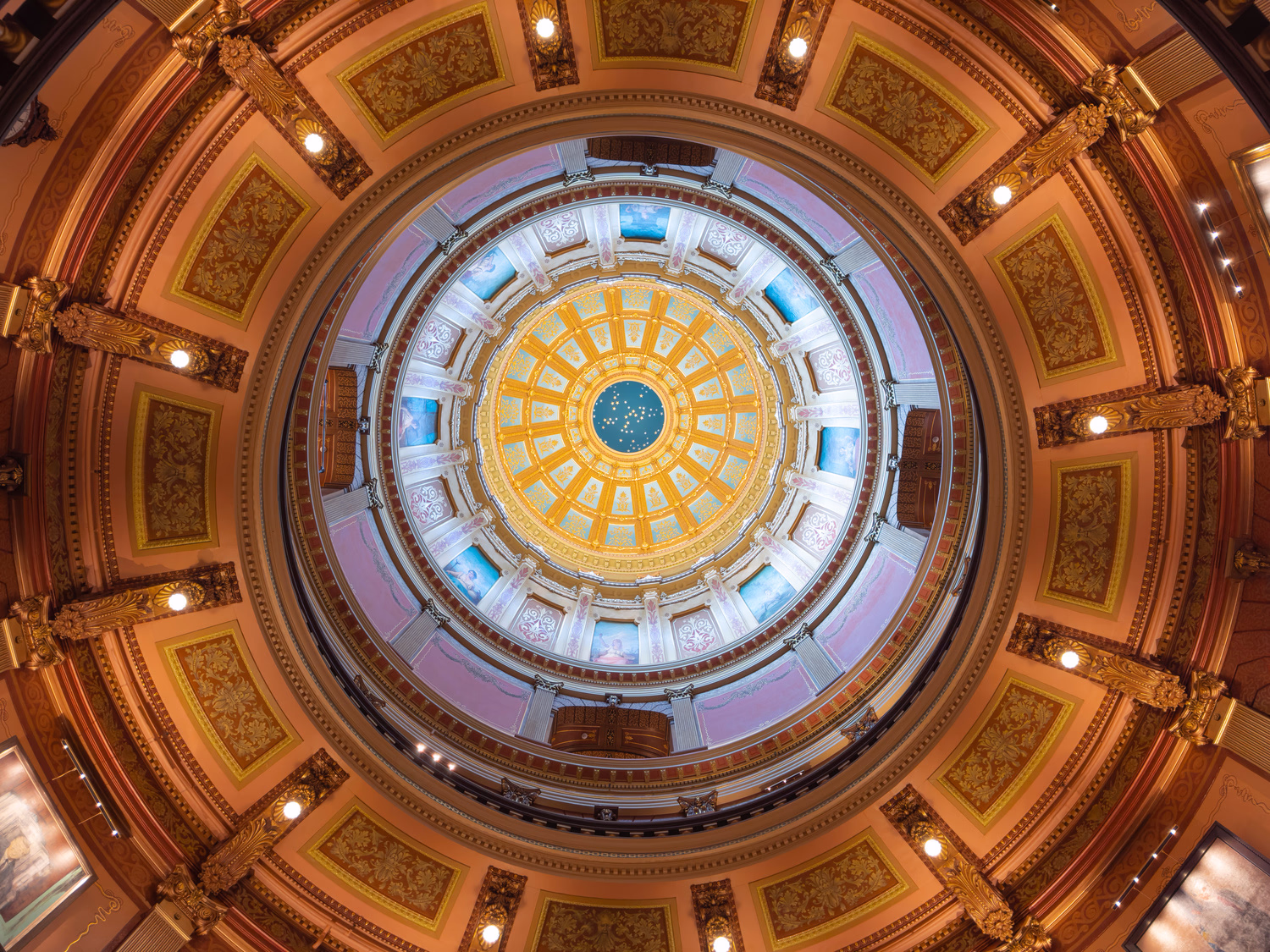 The interior of the Michigan State Capitol dome.