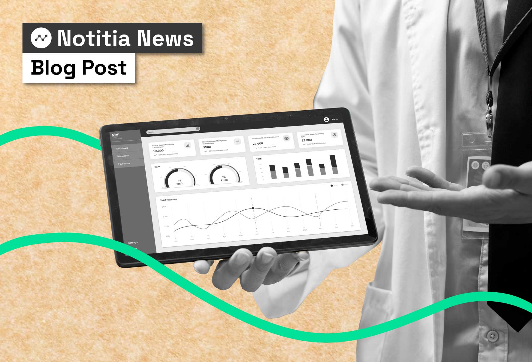 Healthcare dashboards - a medical person holding a screen