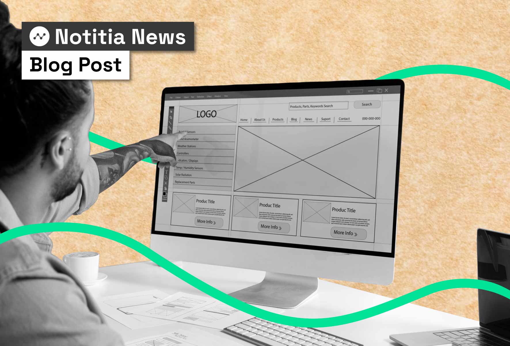 Person pointing at a screen working on XI XU design for digital project