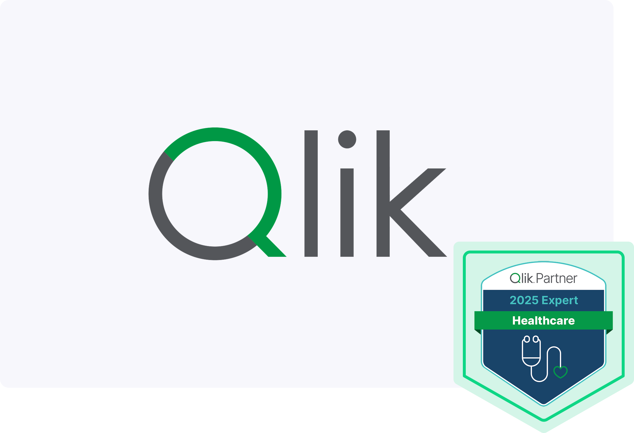 Qlik Logo with 2025 Expert Healthcare Badge