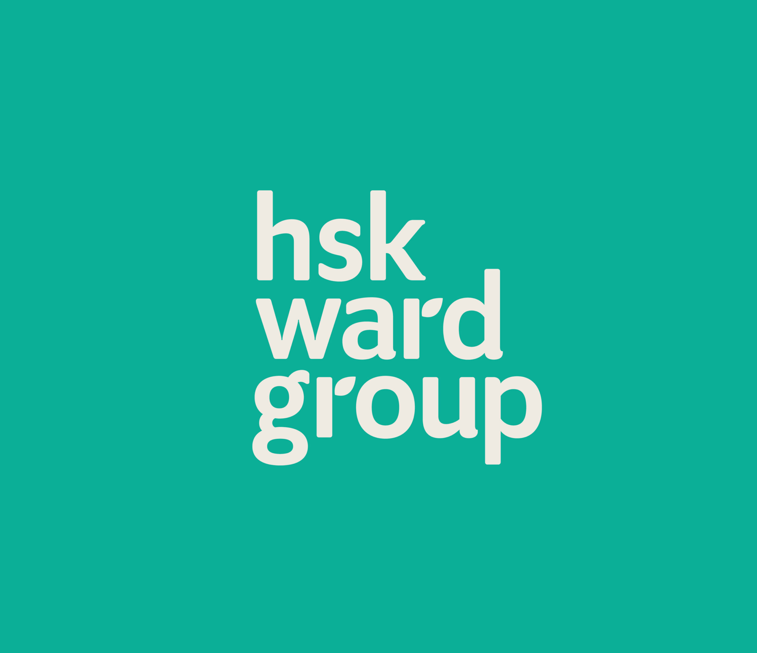 HSK Ward Group text logo in white on teal background.