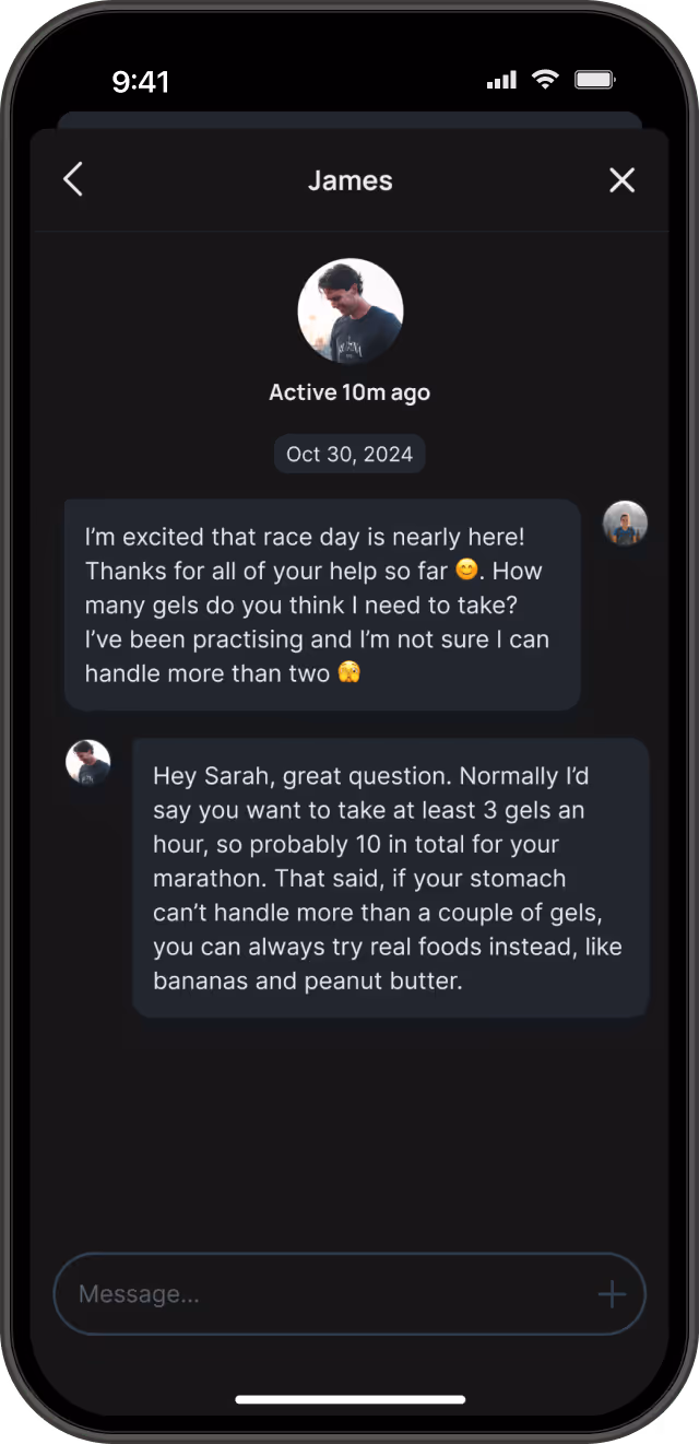 A graphic with a phone with a screenshot of Runna app.