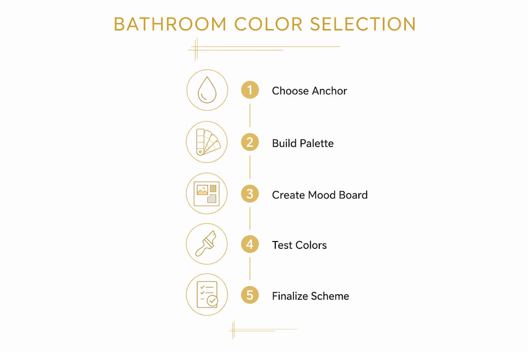 Infographic outlining bathroom color selection steps