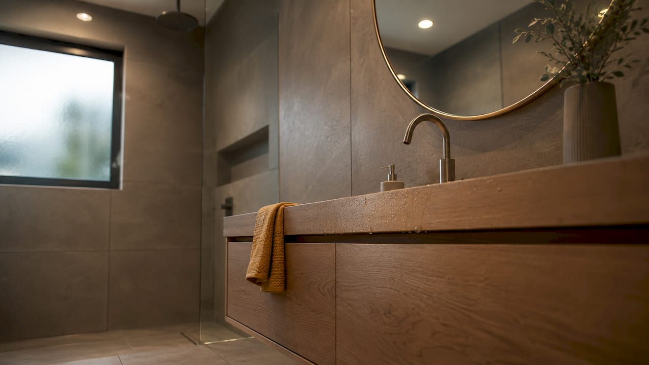 Modern bathroom with sleek geometric design