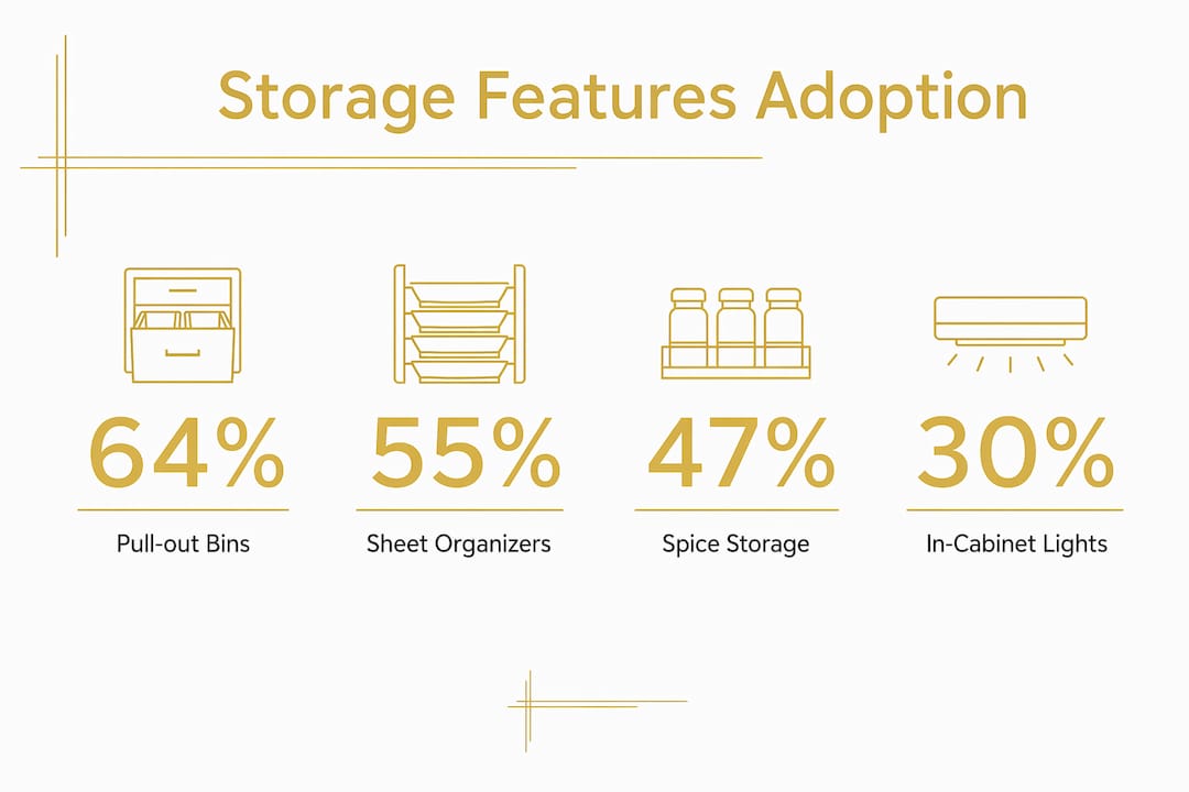 Infographic showing kitchen storage feature adoption rates