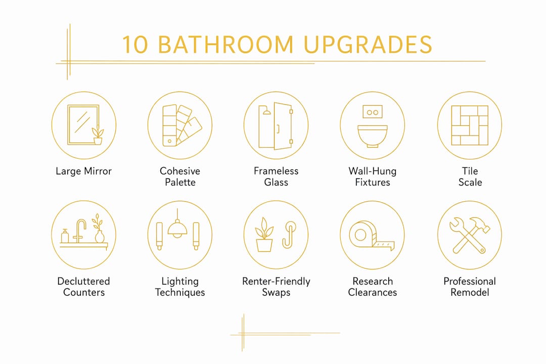 Infographic with 10 small bathroom upgrade steps