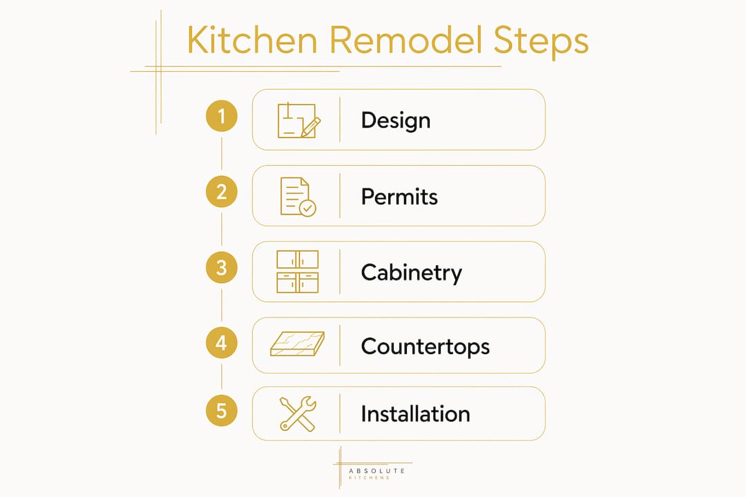 Infographic illustrating kitchen remodel stages