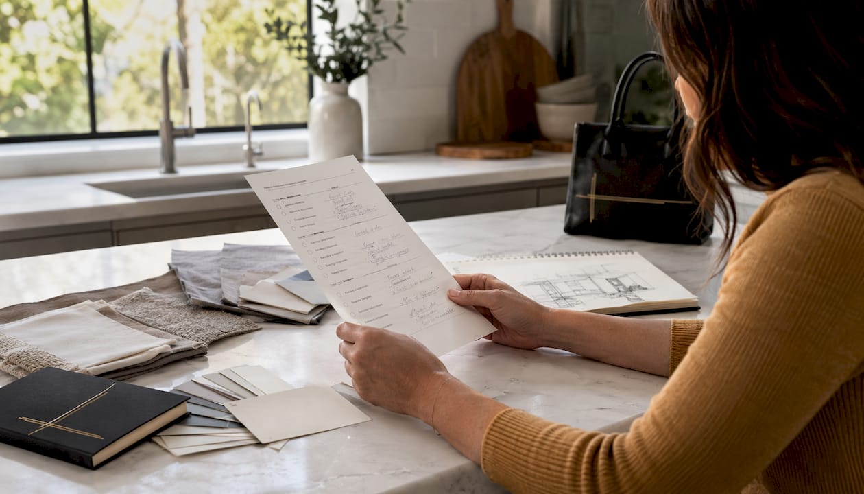 Homeowner reviewing remodel milestones checklist