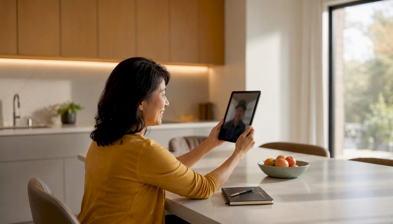 Homeowner video call for cabinet installation