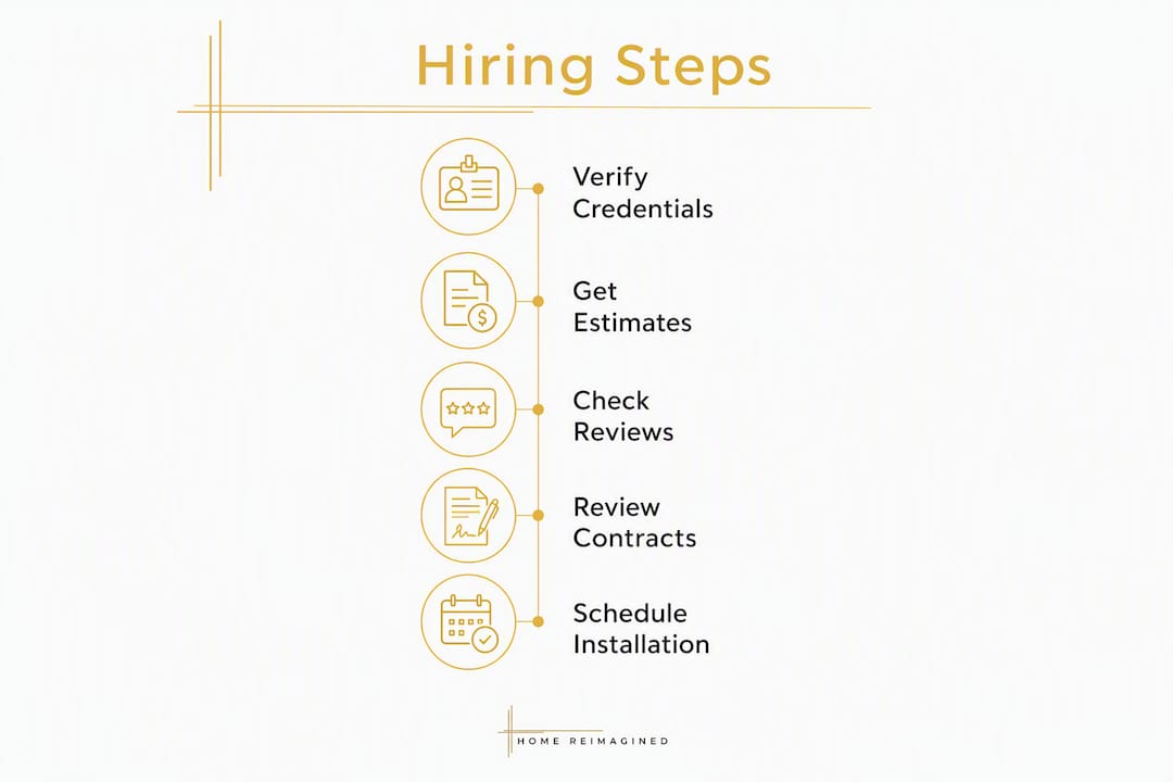Infographic showing steps to hire flooring professional