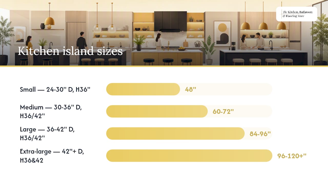 Diagram of kitchen island sizes and dimensions