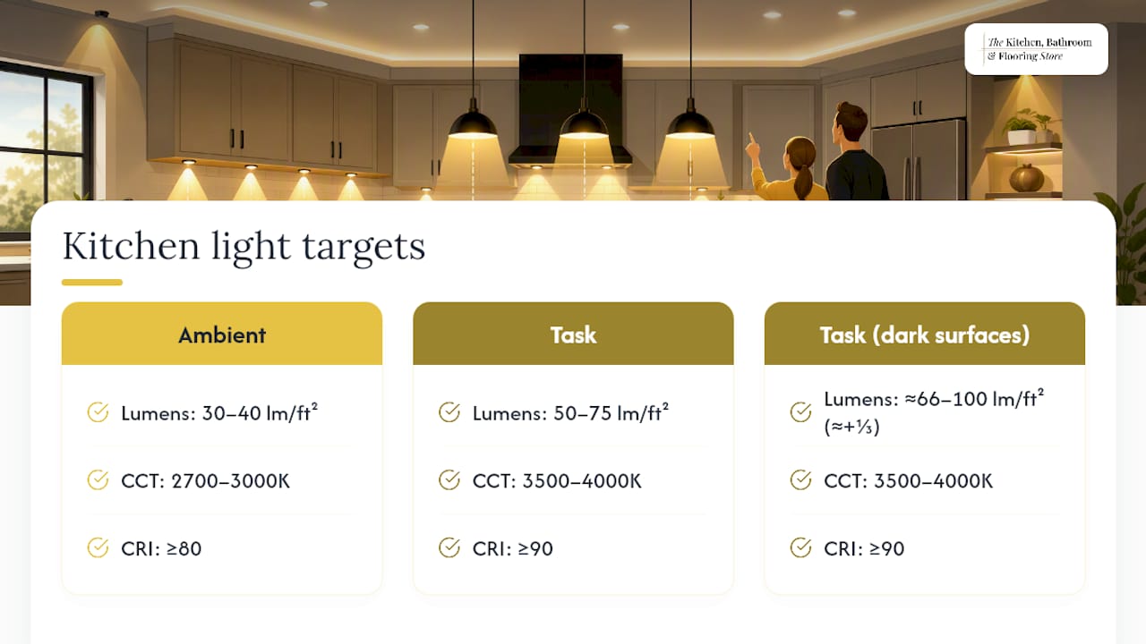 What Color Temperature and Lumen Levels Work Best in a Kitchen? — overview diagram