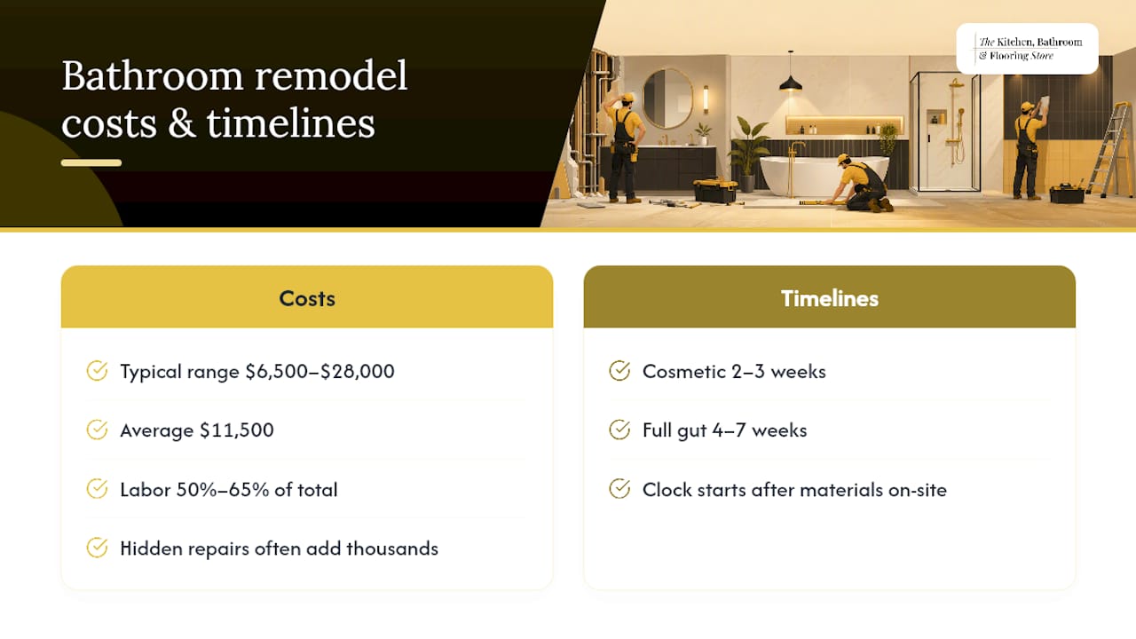 Bathroom remodel costs labor share and timelines