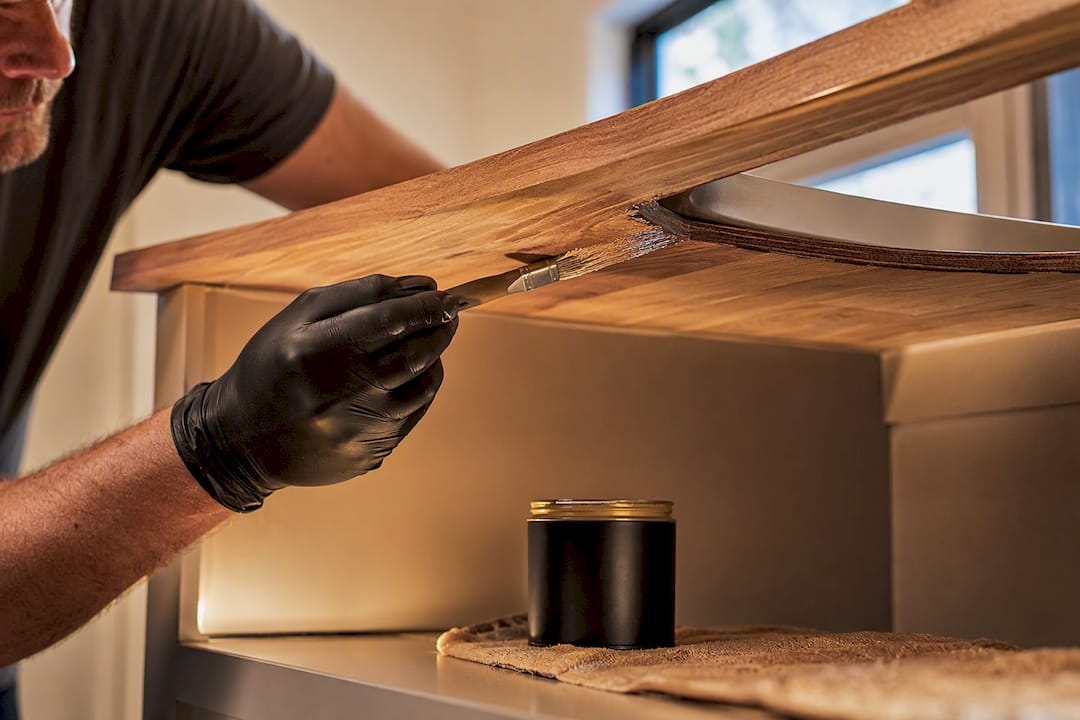 Sealing a butcher block sink cutout