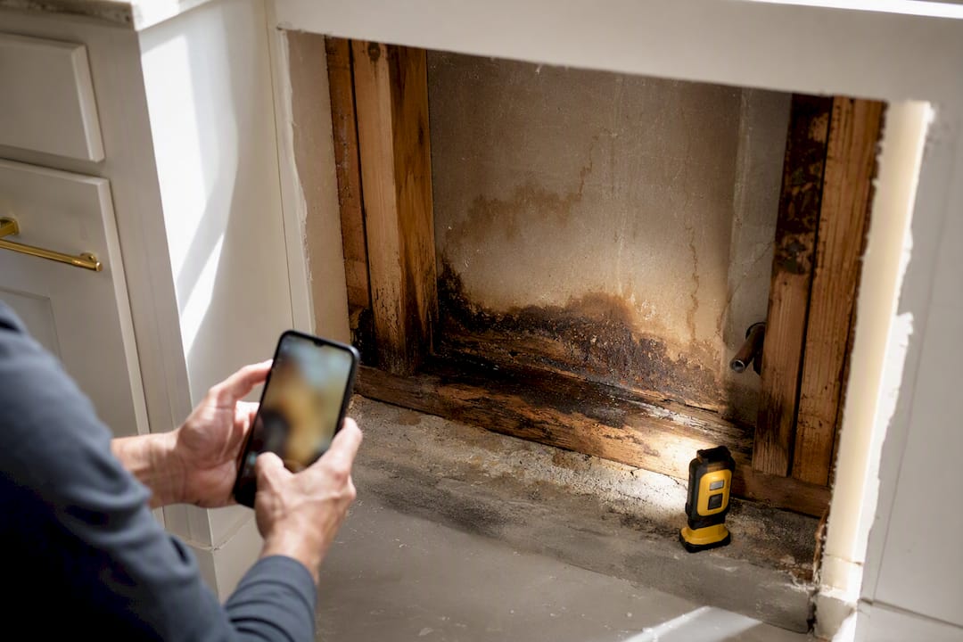 Photographing hidden water damage before repair