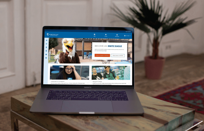 The NWTC Student portal on a laptop