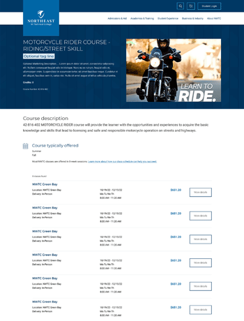 Design for a non credit course page