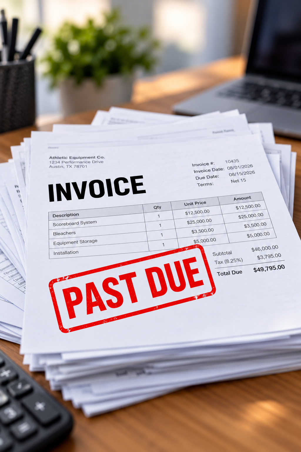 Invoice stamped past due