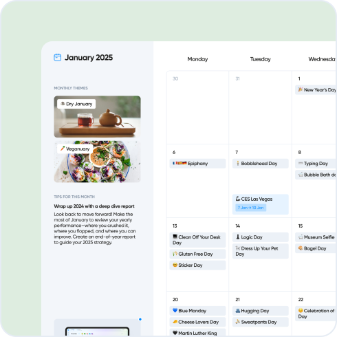 Iconosquare's social media calendar for 2025