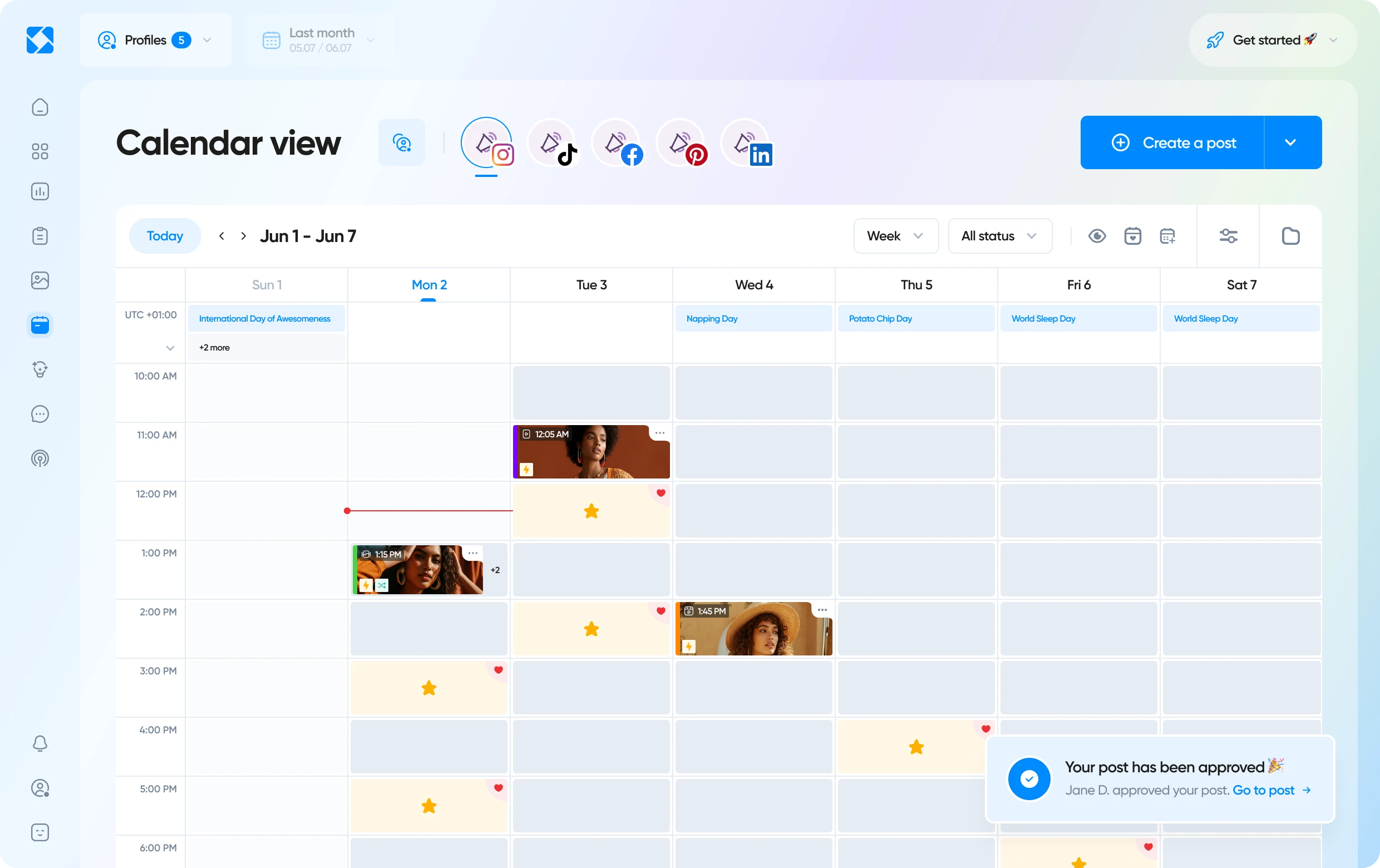 Overview of Iconosquare's calendar & approval